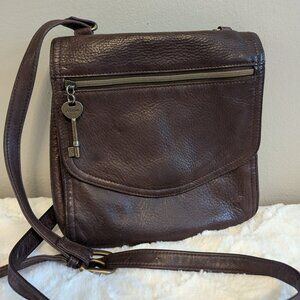 *Vintage* Fossil Crossbody, dark brown leather